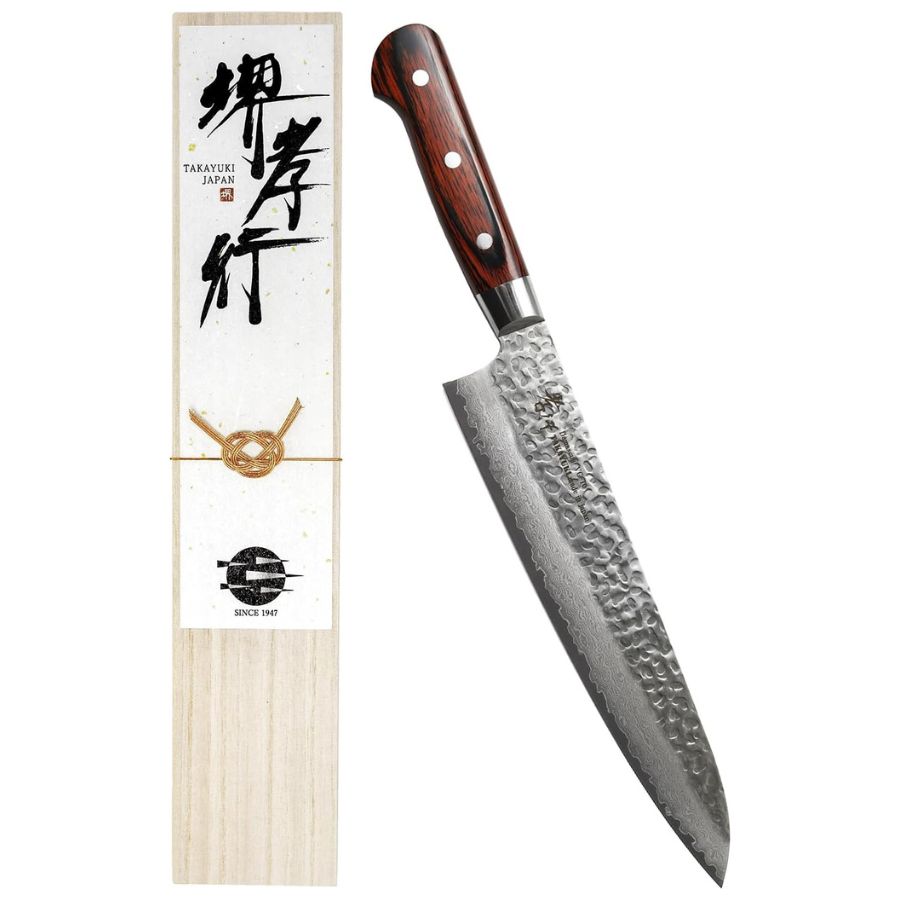 【プロの料理人が愛用する包丁ブランド】堺孝行 33層 ダマスカス マホガニー柄 包丁 V金10号 vg10 33層槌目 青木刃物製作所